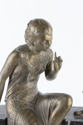 Lot 766 - Art Deco Figure of a lady and greyhound...