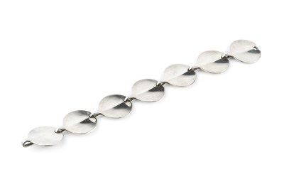 Lot 156 - A silver panel bracelet by Hans Hansen, of...