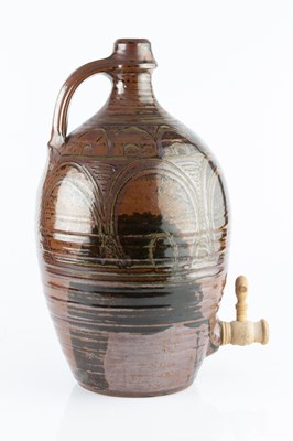 Lot 576 - Winchcombe Pottery Cider Flagon iron red glaze...