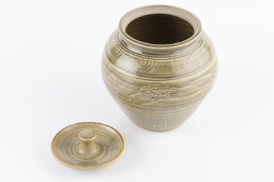 Lot 556 - Jim Malone (b.1946) Pot and cover green glaze,...