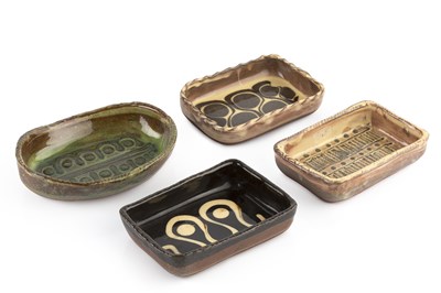 Lot 577 - Winchcombe Pottery Four early butter dishes...