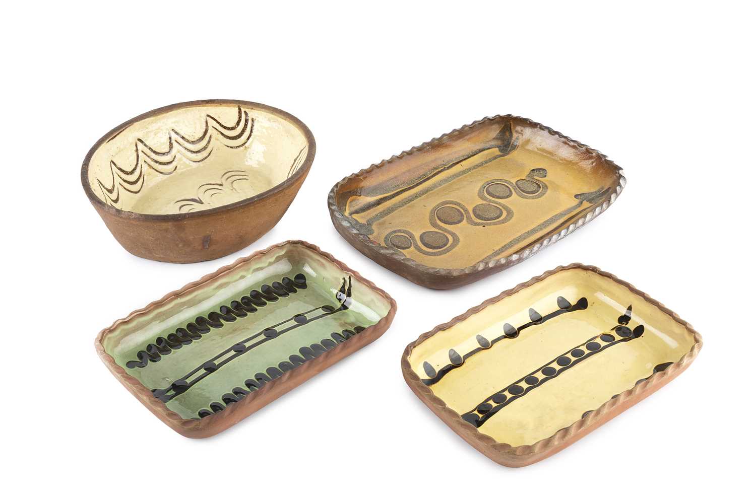 Lot 539 - Winchcombe Pottery Three early slipware dishes...