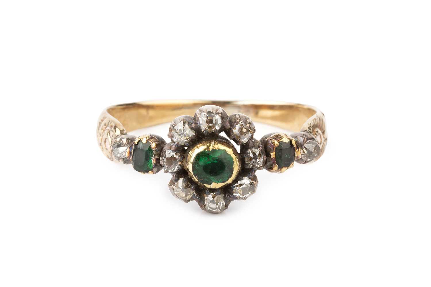 Lot 41 - A 19th century diamond and gem set cluster...