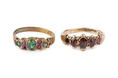 Lot 290 - Two stone set half hoop rings, comprising a...