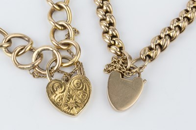 Lot 3 - Two curb-link bracelets, each of hollow design...