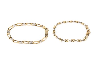 Lot 7 - Two 9ct gold fancy-link bracelets, each of...