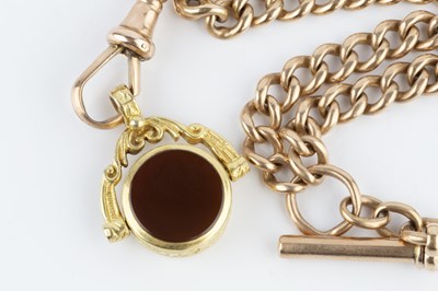Lot 2 - A rose precious metal Albert chain, of...