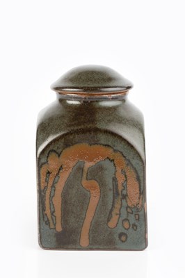 Lot 611 - Bernard Leach (1887-1979) Tea Caddy dark green...