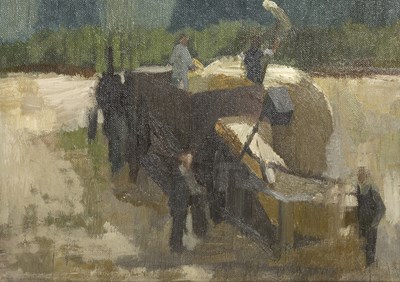 Lot 208 - Bernard Myers (1925-2007) Bailing oil on...