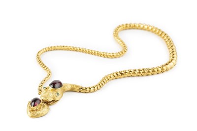 Lot 12 - A mid 19th century garnet and gem set serpent...