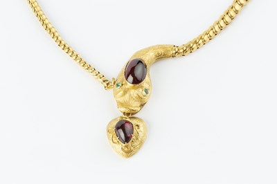 Lot 12 - A mid 19th century garnet and gem set serpent...