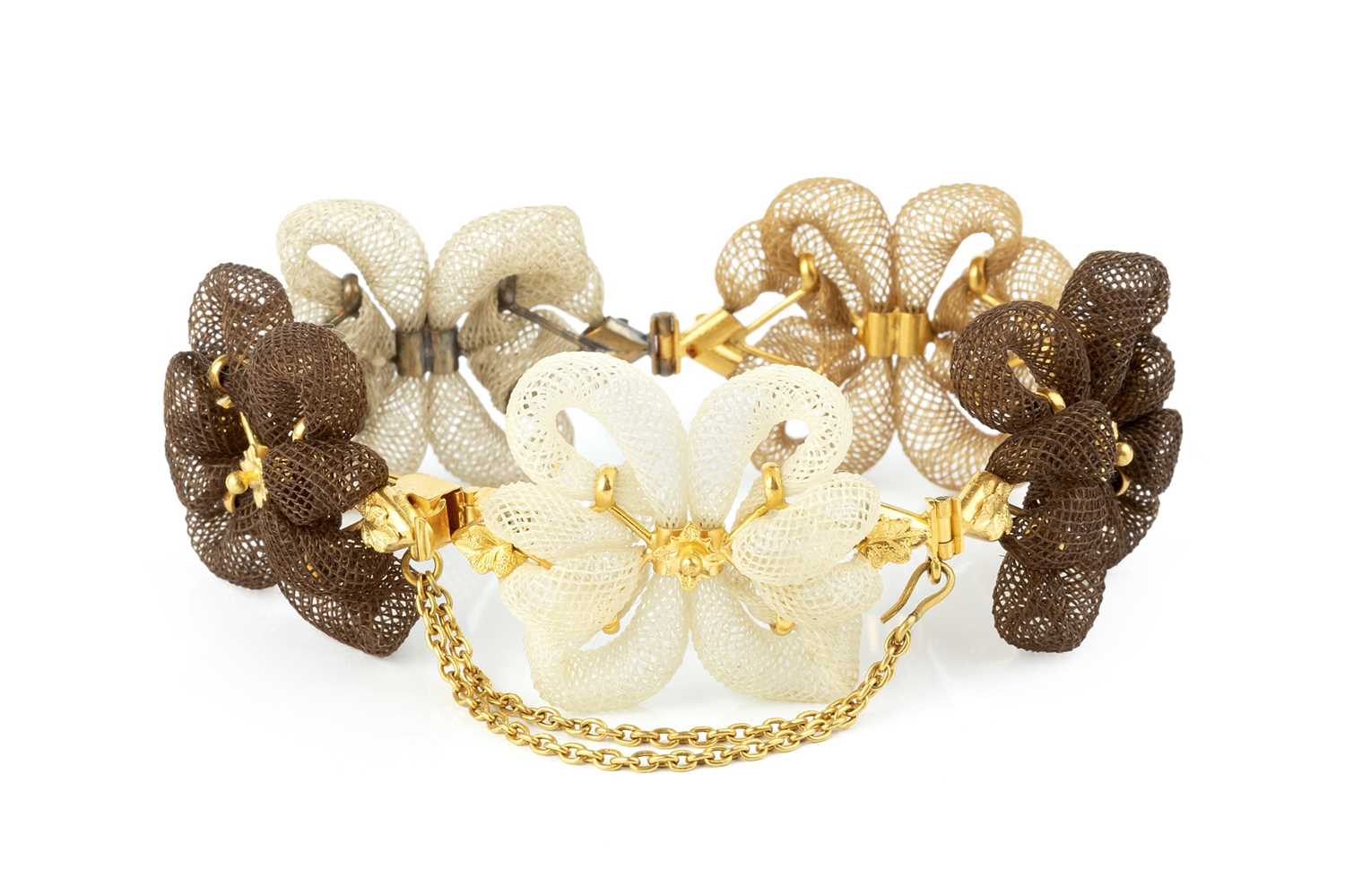 Lot 14 - A 19th century hairwork bracelet, designed as...
