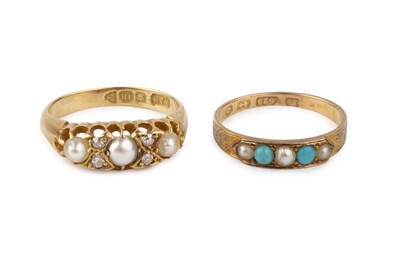 Lot 39 - Two antique half pearl set dress rings,...