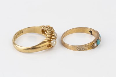 Lot 39 - Two antique half pearl set dress rings,...