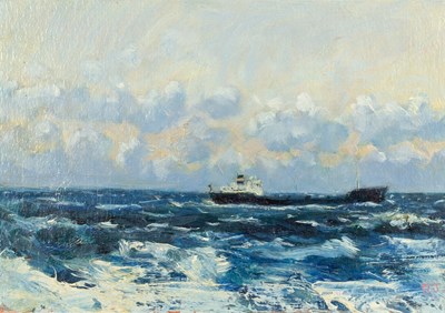 Lot 287 - Robert Jones (b.1943) Passing Ship signed with...