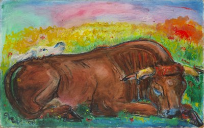 Lot 311 - Sven Berlin (1911-1999) Cow and White Calf,...