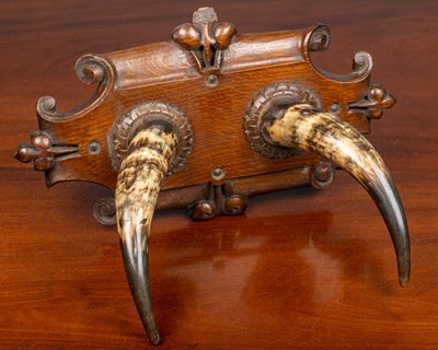 Lot 274 - A pair of antique continental cow horns...