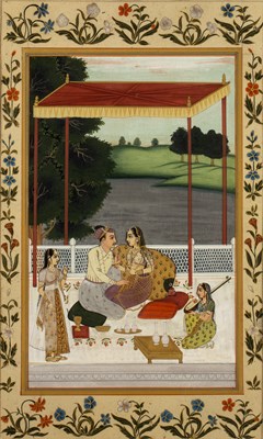 Lot 549 - Pair of Mughal style pictures Indian,...