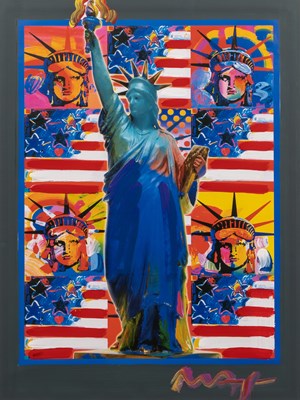 Lot 550 - Peter Max (American, b.1937-), God Bless America - With Five Liberties