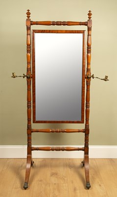 Lot 584 - A 19th century mahogany cheval mirror