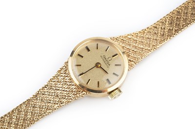 Lot 220 - A lady's 9ct gold bracelet watch by Omega, the...