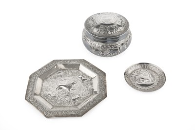 Lot 445 - A Ceylonese (Sri Lankan) silver circular box...