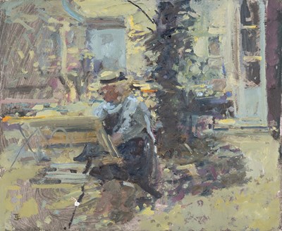 Lot 234 - Thomas Coates (b.1941) Painting in the Garden...