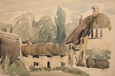 Lot 163 - George Bissill (1896-1973) 'View of thatched...