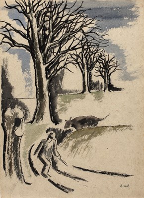 Lot 192 - George Bissill (1896-1973) Farmer being chased...