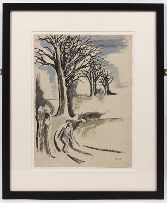 Lot 192 - George Bissill (1896-1973) Farmer being chased...