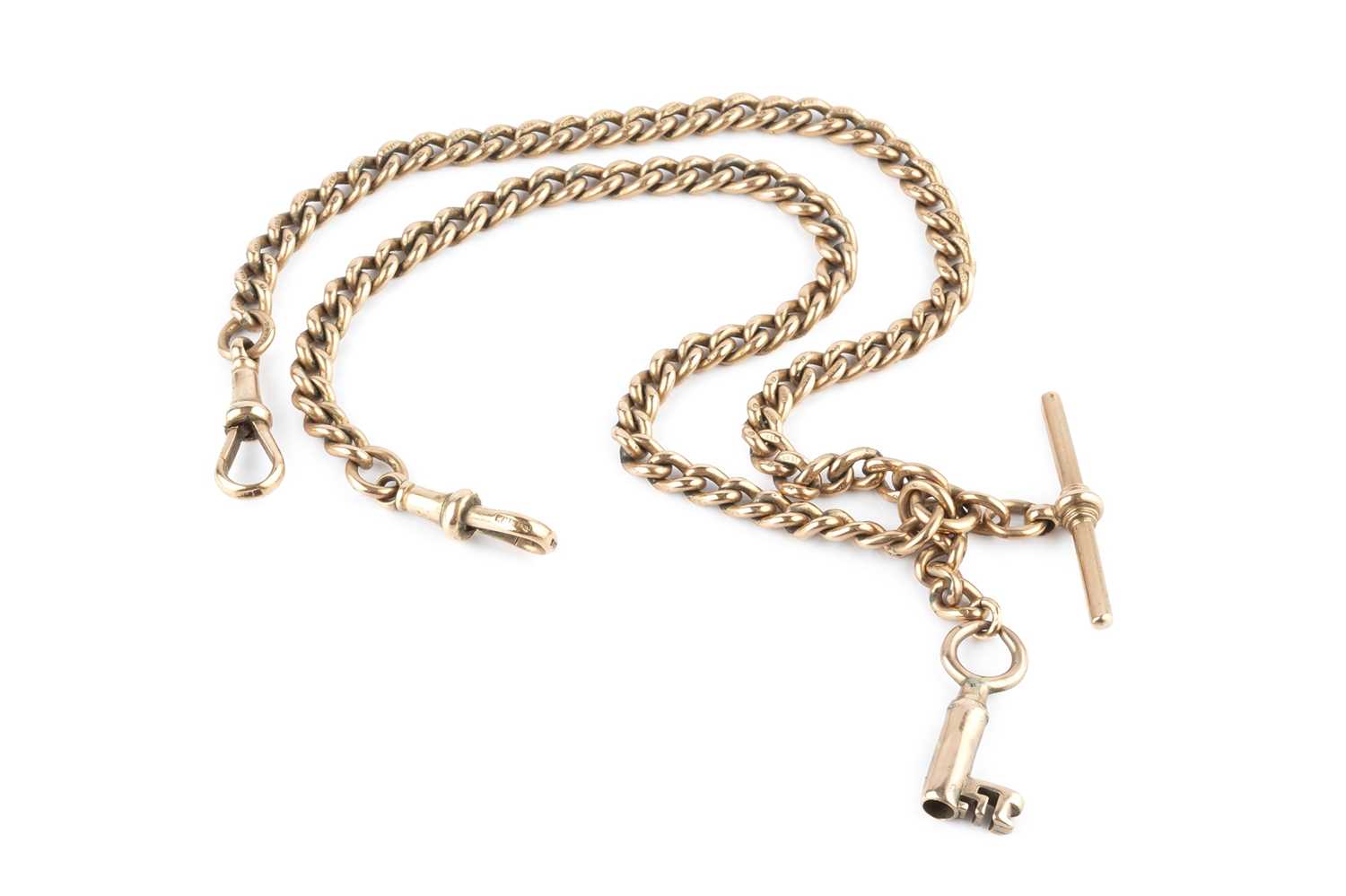 Lot 1 - An Edwardian 9ct gold Albert chain, of...