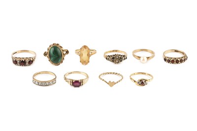 Lot 263 - A collection of dress rings, to include a late...