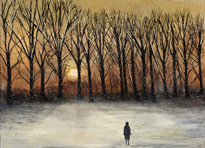 Lot 401 - Karen Edwards (b.1961) Winter Sunset signed...