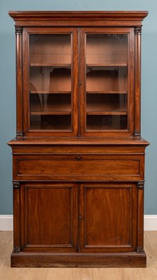 Lot 189 - A large 19th century secretaire, mahogany,...