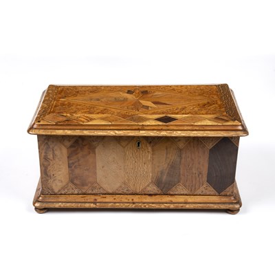 Lot 112 - A Victorian specimen wood parquetry box, 41cm...