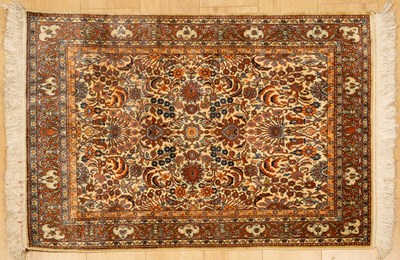 Lot 283 - A small Kashmiri silk rug, 116cm x 77cm