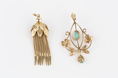 Lot 46 - Two pendants, comprising a half pearl and...