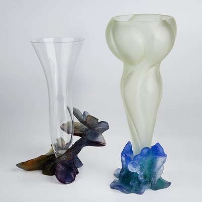 Lot 836 - Daum, France Two pate de verre flower vases...