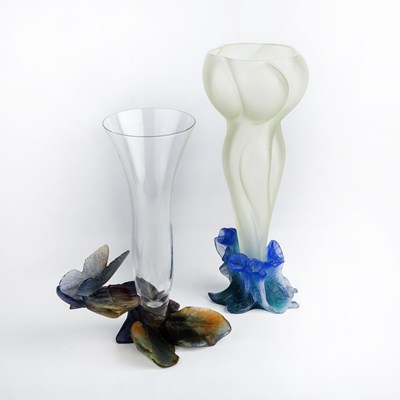 Lot 836 - Daum, France Two pate de verre flower vases...