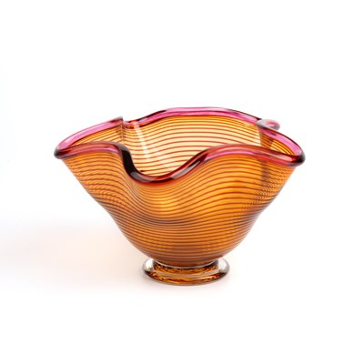 Lot 834 - Bob Crooks (b.1965) Contour footed bowl amber...