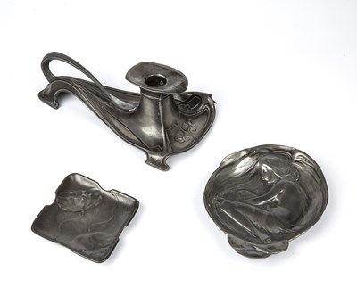 Lot 813 - W.M.F. An Art Nouveau chamber stick pewter...