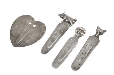 Lot 307 - Three late Victorian silver bookmarks, by...