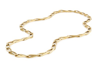 Lot 186 - A yellow precious metal fancy-link chain by...