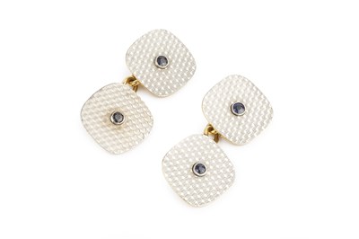 Lot 90 - A pair of stone set cufflinks, each...