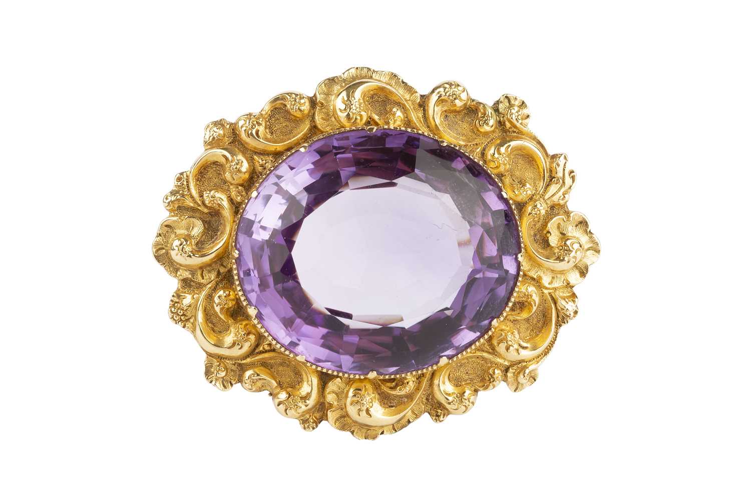 Lot 9 - A 19th century amethyst single stone panel...