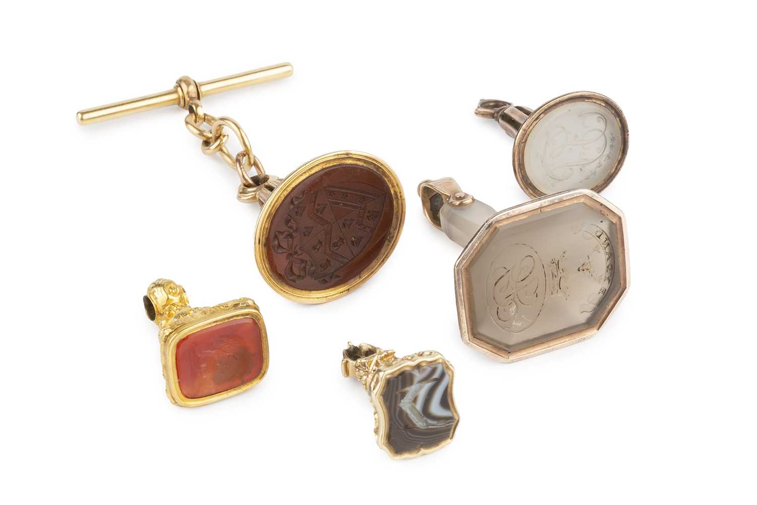 Lot 19 - A collection of antique and later hardstone...