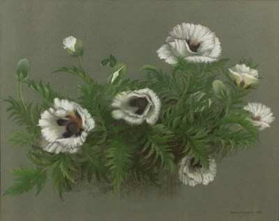 Lot 395 - Dawn Cookson (1925-2005) 'White Poppies',...