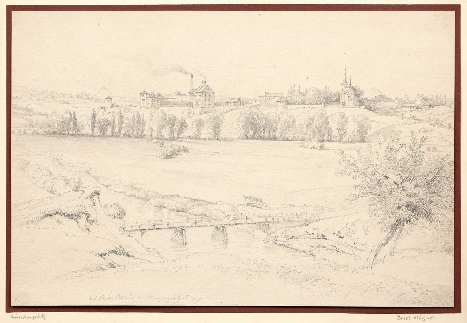 Lot 89 - Josef Hoger (1801-1877) River landscape with...