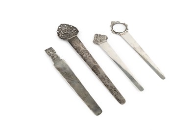 Lot 318 - An Edwardian silver large bookmark and paper...