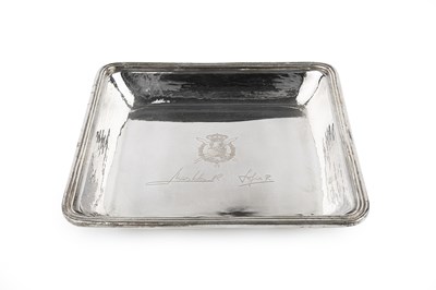 Lot 465 - A Spanish silver square dish, with reeded...